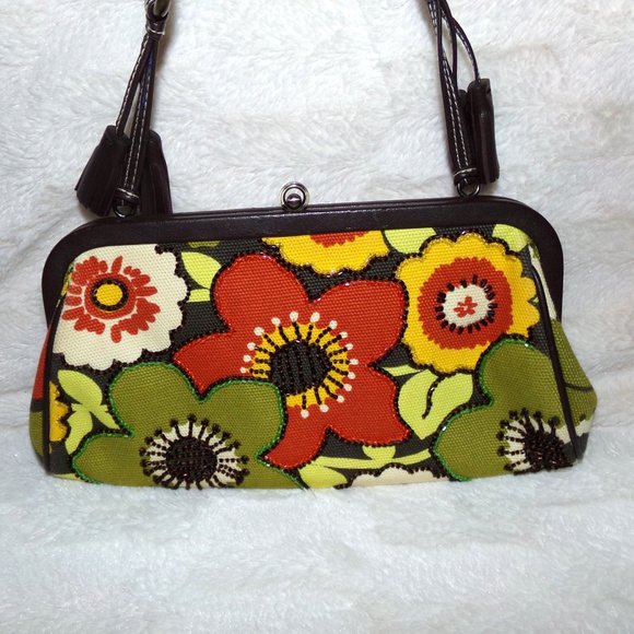 Isabella Fiore Handbags - Isabella Fiore small floral sequined leather tassel hand bag